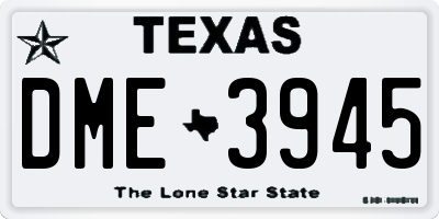 TX license plate DME3945