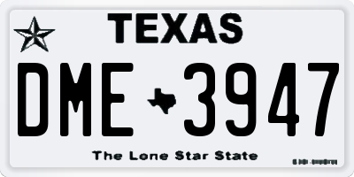 TX license plate DME3947