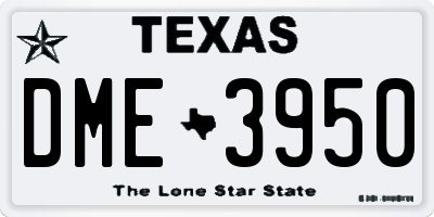 TX license plate DME3950