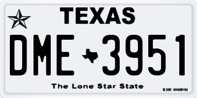 TX license plate DME3951