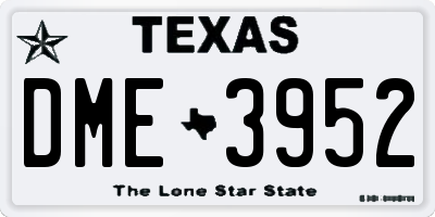 TX license plate DME3952