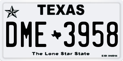 TX license plate DME3958
