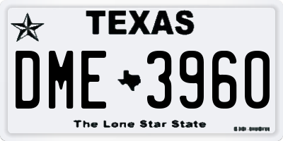 TX license plate DME3960