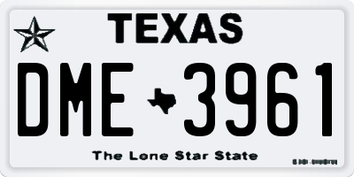 TX license plate DME3961