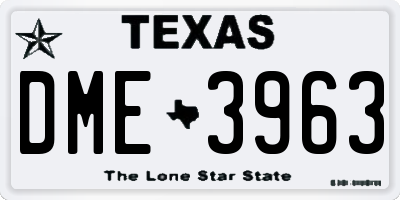 TX license plate DME3963
