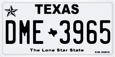 TX license plate DME3965