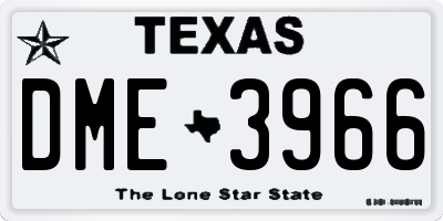 TX license plate DME3966