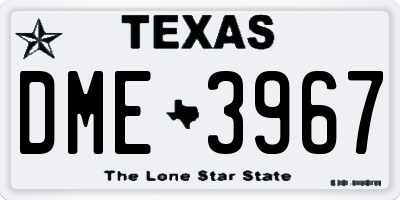 TX license plate DME3967