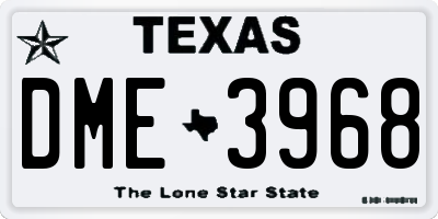 TX license plate DME3968