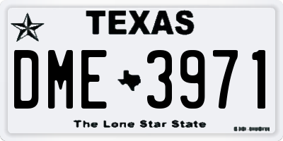 TX license plate DME3971