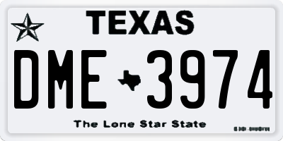 TX license plate DME3974
