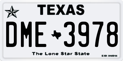 TX license plate DME3978