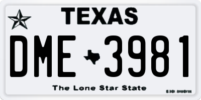 TX license plate DME3981