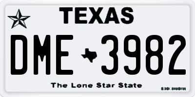 TX license plate DME3982