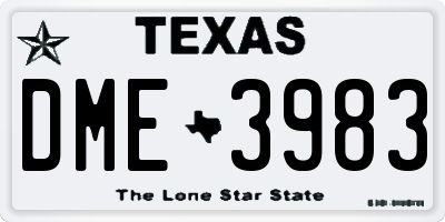 TX license plate DME3983