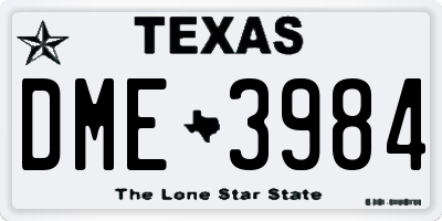 TX license plate DME3984