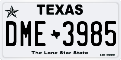 TX license plate DME3985
