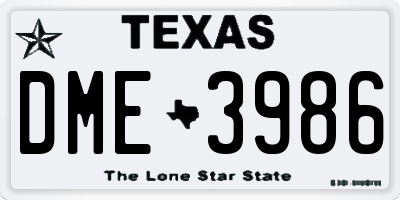 TX license plate DME3986