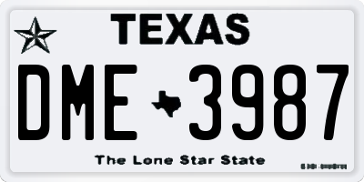 TX license plate DME3987