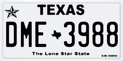 TX license plate DME3988