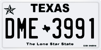 TX license plate DME3991