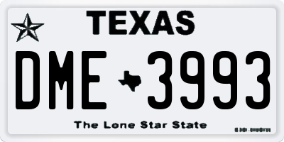 TX license plate DME3993
