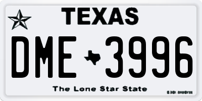 TX license plate DME3996
