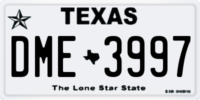 TX license plate DME3997
