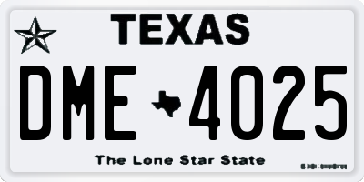 TX license plate DME4025