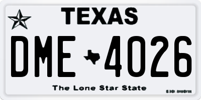TX license plate DME4026
