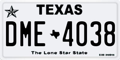 TX license plate DME4038