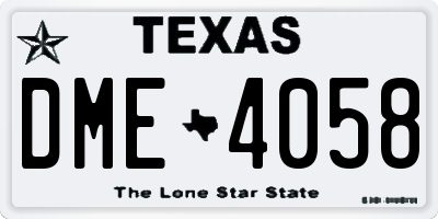 TX license plate DME4058