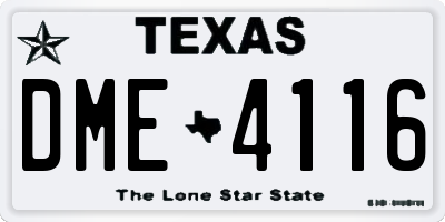TX license plate DME4116