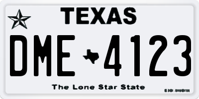 TX license plate DME4123