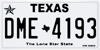 TX license plate DME4193