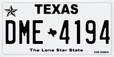 TX license plate DME4194