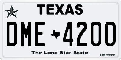 TX license plate DME4200