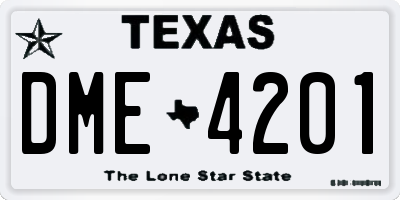 TX license plate DME4201