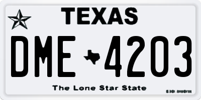 TX license plate DME4203