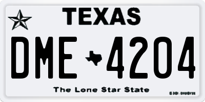 TX license plate DME4204