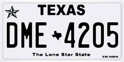 TX license plate DME4205