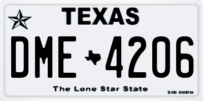 TX license plate DME4206