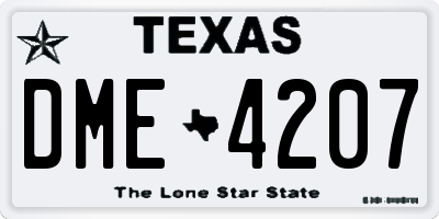 TX license plate DME4207