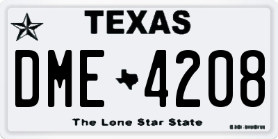 TX license plate DME4208