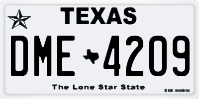 TX license plate DME4209