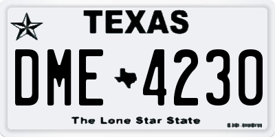 TX license plate DME4230