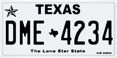 TX license plate DME4234