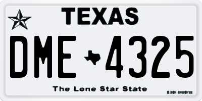TX license plate DME4325