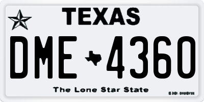 TX license plate DME4360