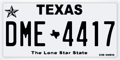 TX license plate DME4417